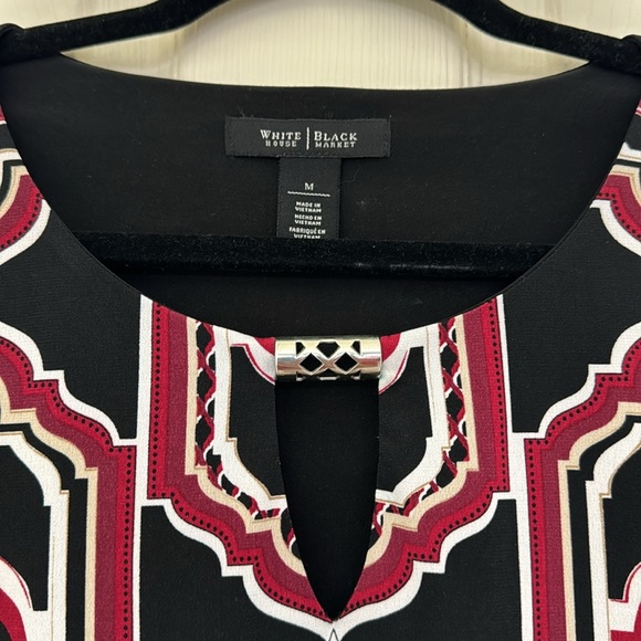 WHBM Black Keyhole Neck Long Sleeves Dress Size Medium - Picture 3 of 10